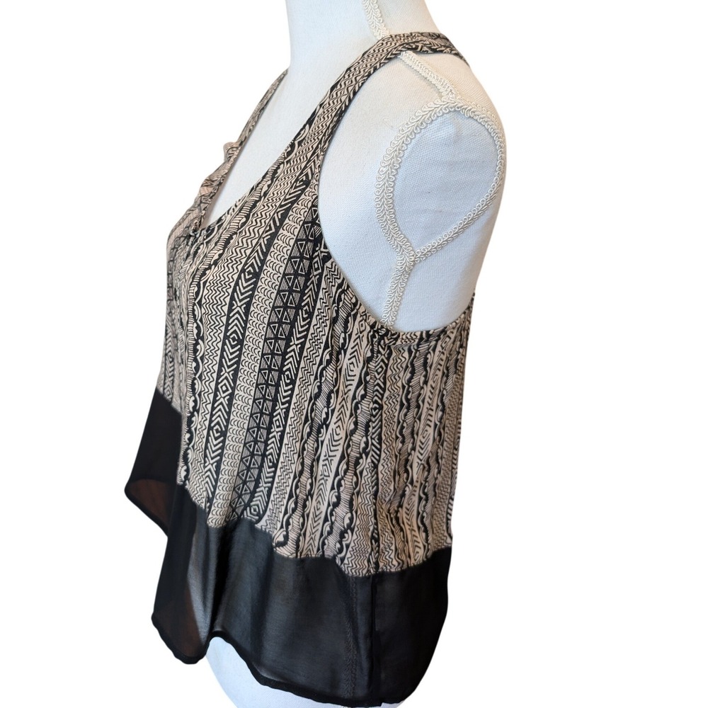 Silence + Noise Urban Outfitters Tank Top Geometric Print Racerback Black Tan XS